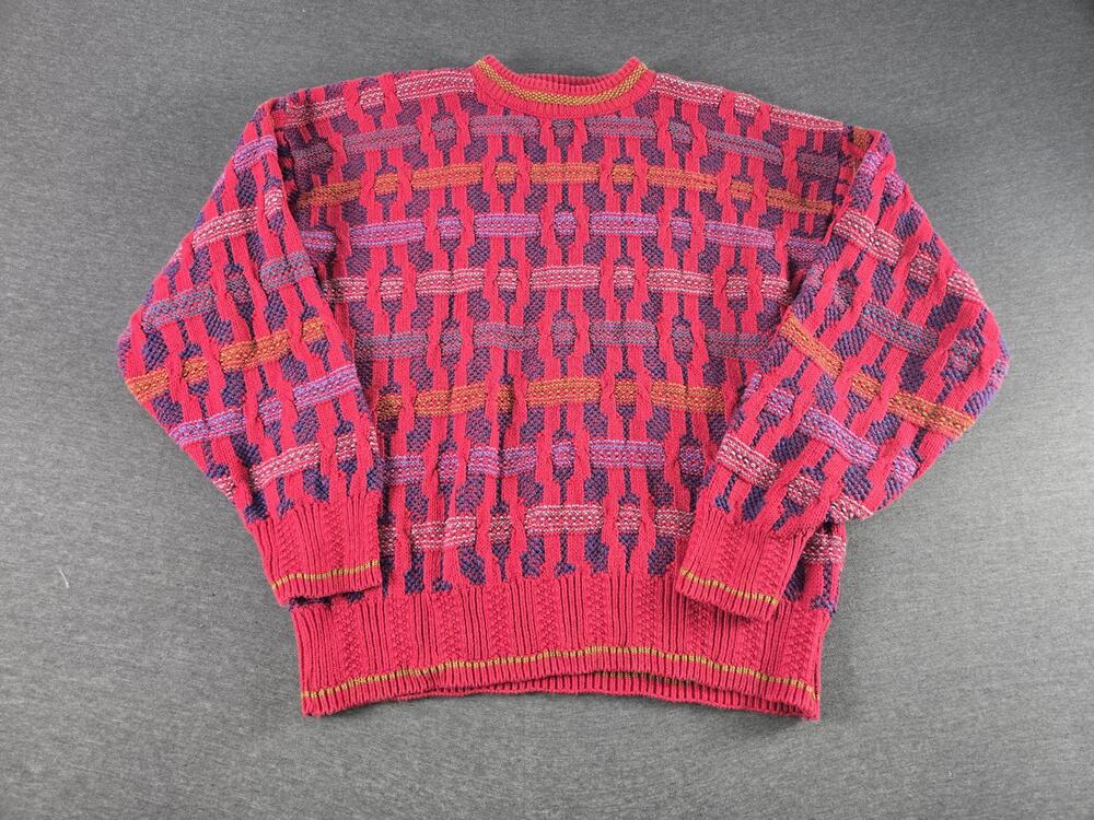 Vtg Colours By Alexander Julian Sweater Mens Large Pink Knit Crew Pullover 90s